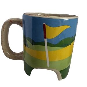 GOLF ENTHUSIASTS - Coffee Mug/Teacup By Susan Burger From 1990's With Unique Cut